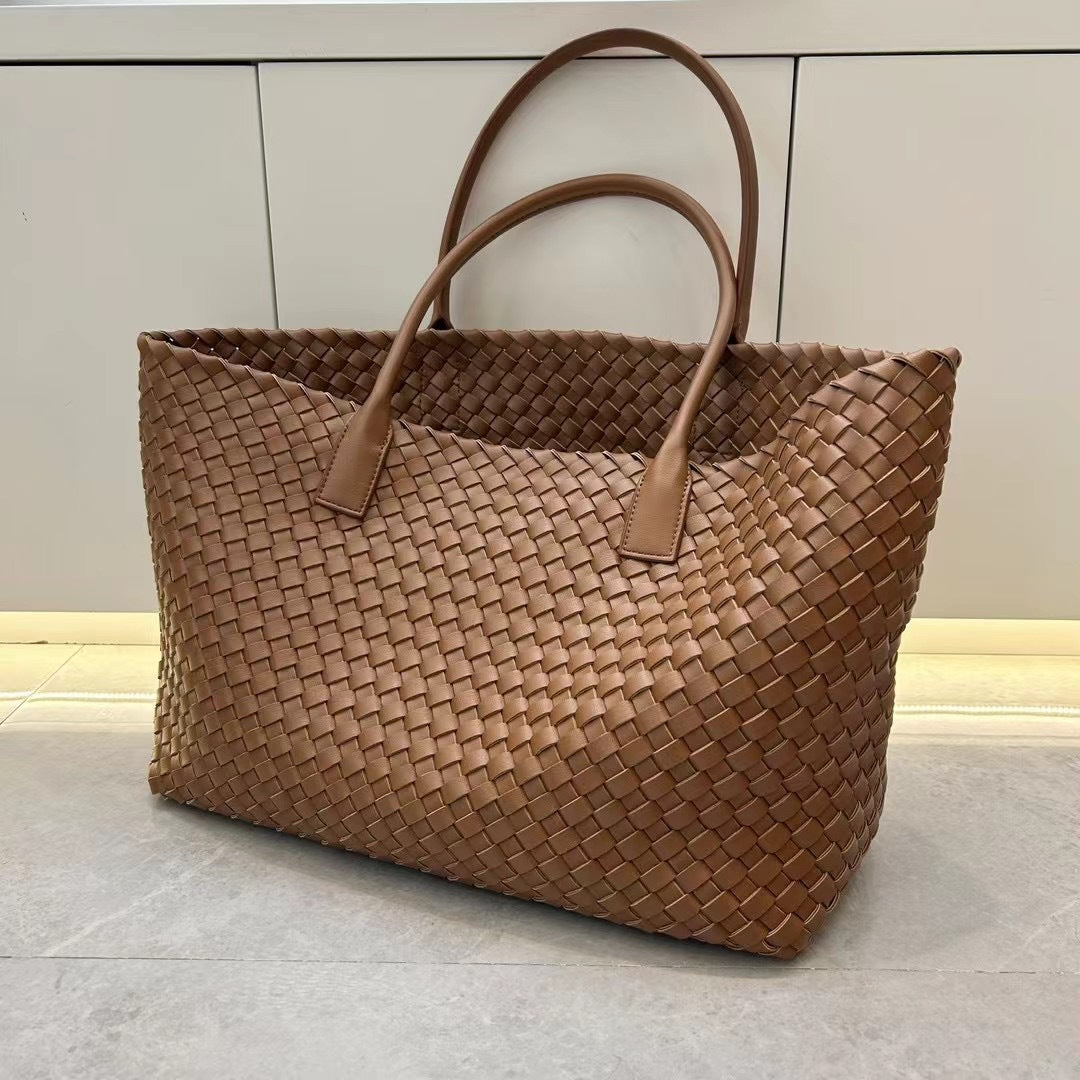 Sac fourre-tout en cuir tissé à la main