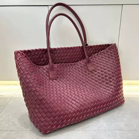 Sac fourre-tout en cuir tissé à la main