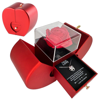 Boîte à Bijoux Pomme Rouge avec Rose Éternelle